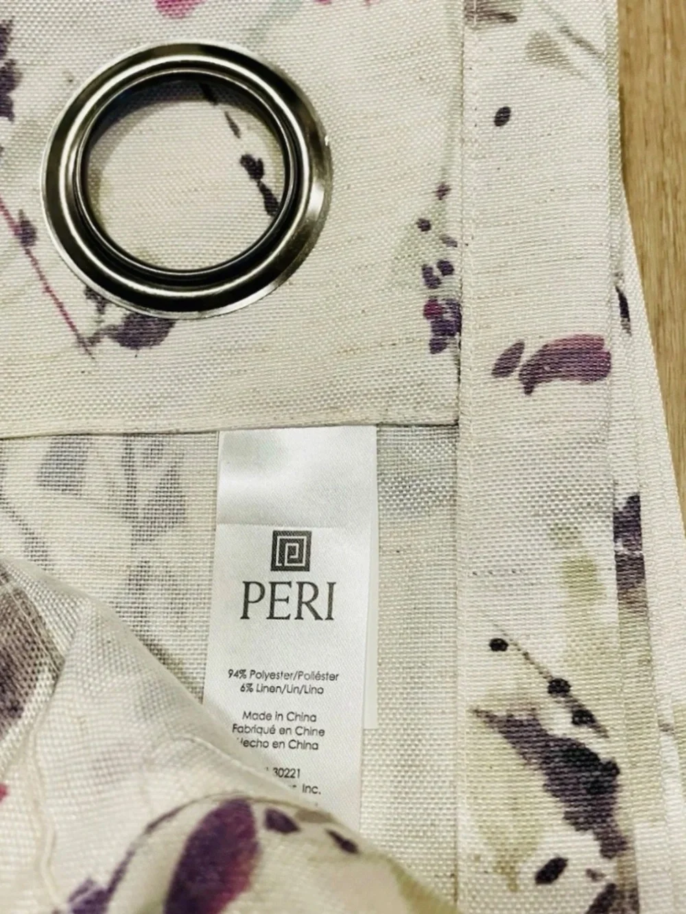 Lot Of 2 Peri Cream Purple Watercolor Floral Grommet Curtain Panels 50